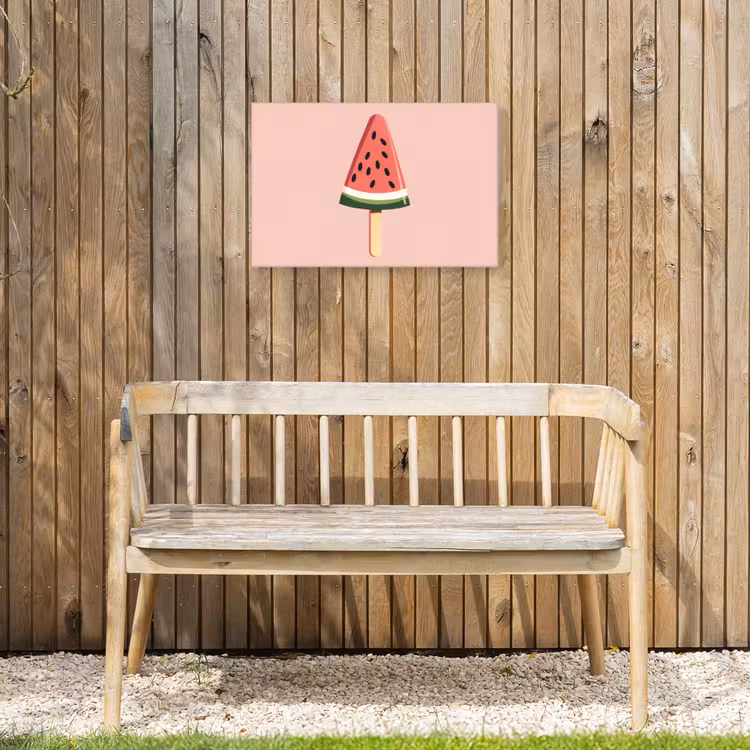 Watermeloen - Ijsje - Pitjes - Rood Tuinposter op houten frame 2 cm dik klein -sfeer4