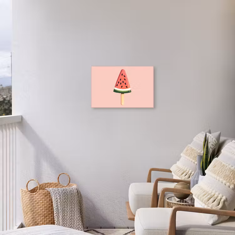 Watermeloen - Ijsje - Pitjes - Rood Tuinposter op houten frame 2 cm dik klein -sfeer1