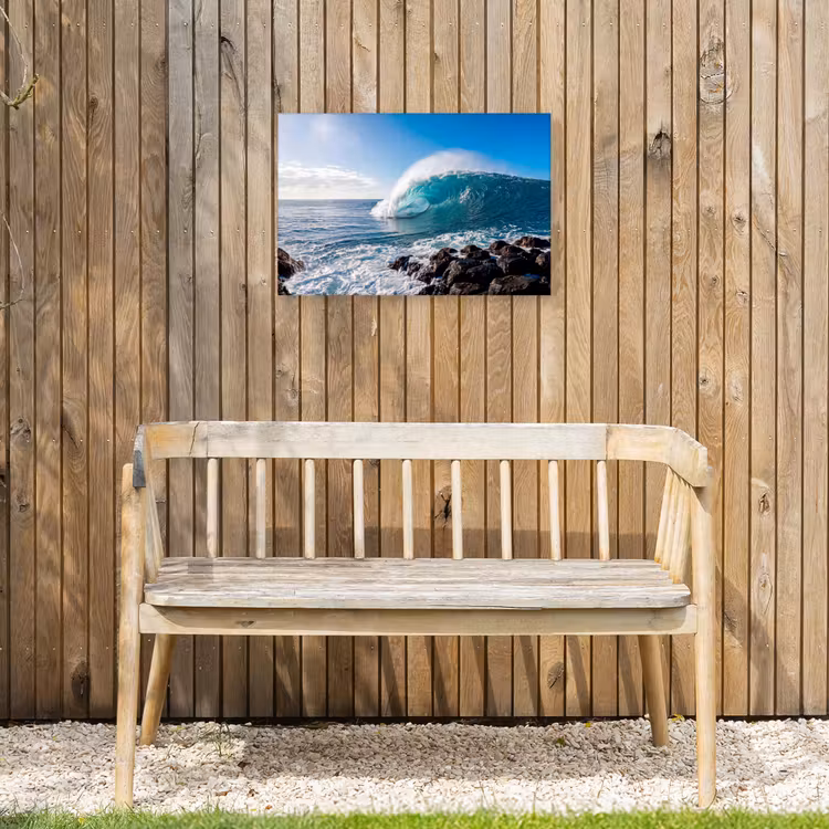 Golf - Oceaan - Brekend - Water - Blauw Tuinposter op houten frame 2 cm dik klein -sfeer4