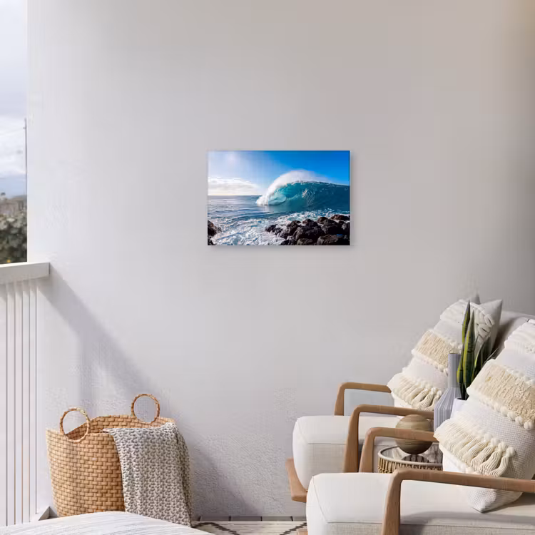 Golf - Oceaan - Brekend - Water - Blauw Tuinposter op houten frame 2 cm dik klein -sfeer1