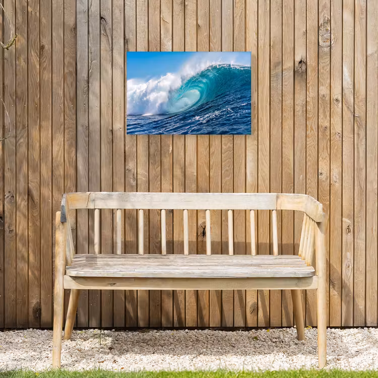 Golf - Oceaan - Water - Dynamisch - Blauw Tuinposter op houten frame 2 cm dik klein -sfeer4