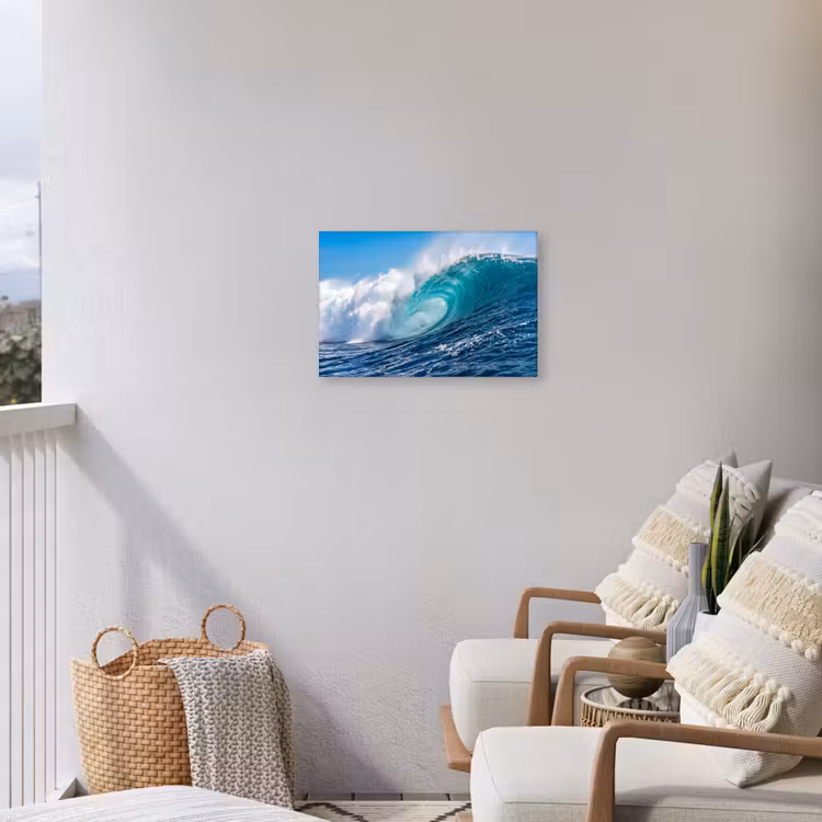 Golf - Oceaan - Water - Dynamisch - Blauw Tuinposter op houten frame 2 cm dik klein -sfeer1
