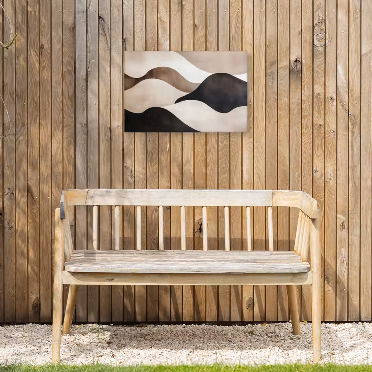 Golven - Abstract - Beige Tuinposter op houten frame 2 cm dik klein -sfeer4