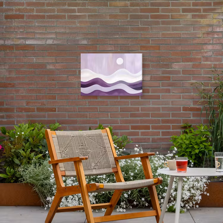 Golven - Heuvels - Abstract - Paars Tuinposter op houten frame 2 cm dik klein -sfeer3