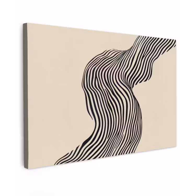 Golvend - Lijnen - Abstract - Silhouet Tuinposter op houten frame 2 cm dik klein -3d
