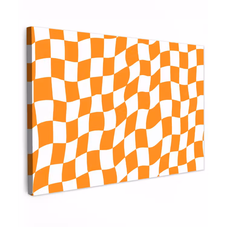 Golvend - Patroon - Oranje Tuinposter op houten frame 2 cm dik klein 845 -3d