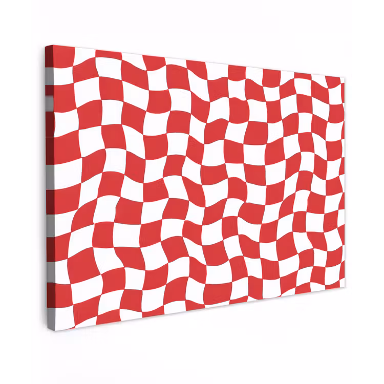 Golvend - Patroon - Rood Tuinposter op houten frame 2 cm dik klein 845 -3d