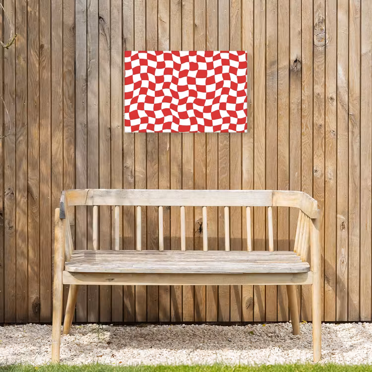 Golvend - Patroon - Rood Tuinposter op houten frame 2 cm dik klein 845 -sfeer4