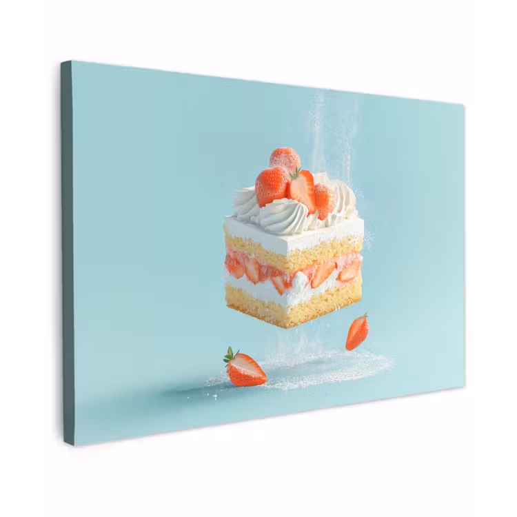 Slagroom - Taart - Blauw - Eten Tuinposter op houten frame 2 cm dik klein -3d