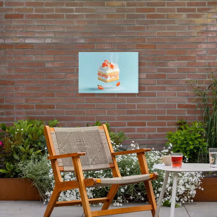 Slagroom - Taart - Blauw - Eten Tuinposter op houten frame 2 cm dik klein -sfeer3