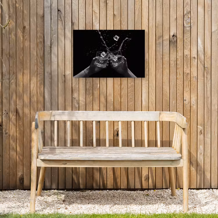 Whickyglazen - Ijs - Spetters - Zwart Tuinposter op houten frame 2 cm dik klein -sfeer4