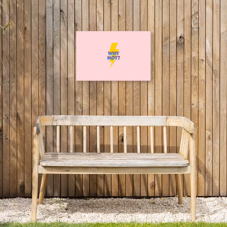 Why not - Bliksem - Roze Tuinposter op houten frame 2 cm dik klein -sfeer4