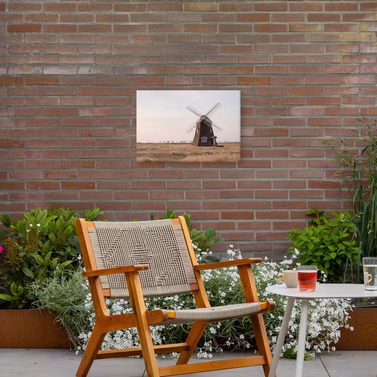 Windmolens - Landschap - Veld Tuinposter op houten frame 2 cm dik klein -sfeer3