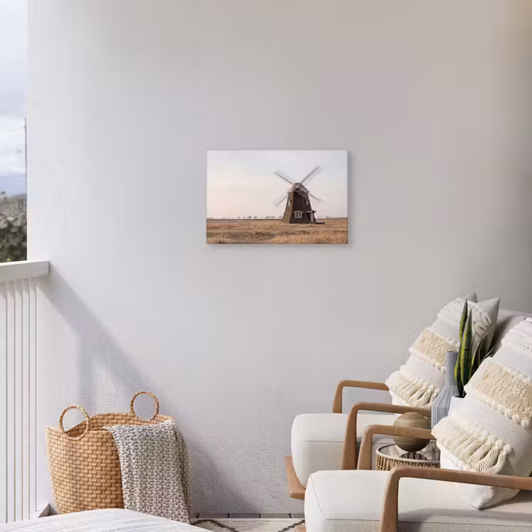 Windmolens - Landschap - Veld Tuinposter op houten frame 2 cm dik klein -sfeer1