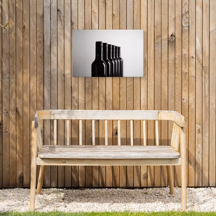 Wijnflessen - Zwart - Minimalistisch Tuinposter op houten frame 2 cm dik klein -sfeer4