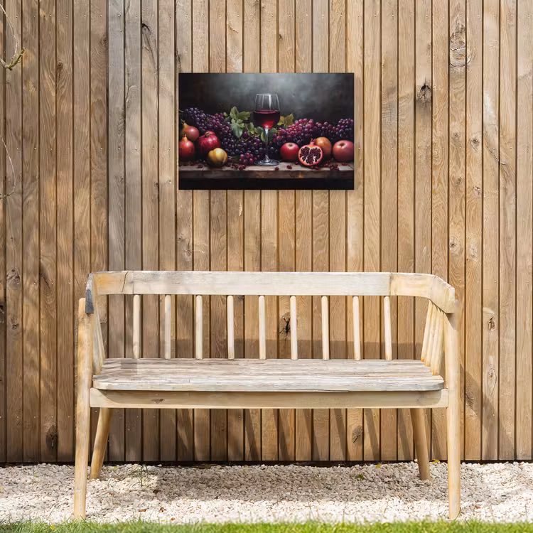 Wijn - Fruit - Stilleven Tuinposter op houten frame 2 cm dik klein -sfeer4