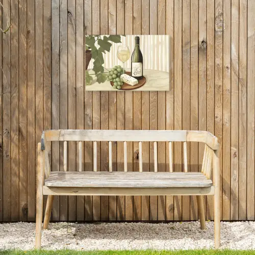 Wijn - Druiven - Kaas - Bladeren Tuinposter op houten frame 2 cm dik klein -sfeer4