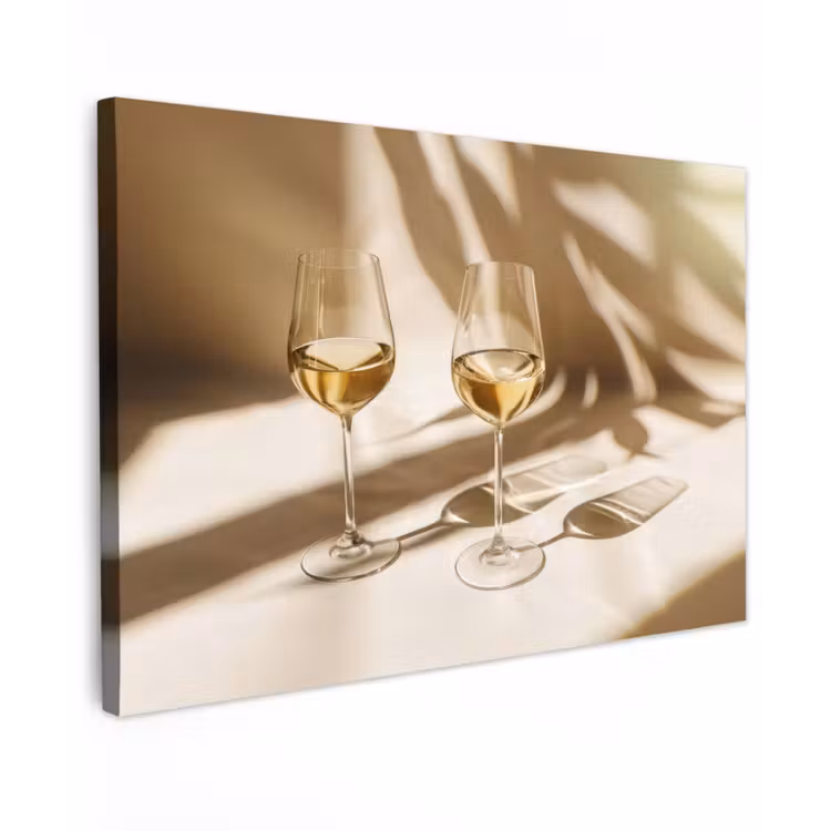 Wijn - Wijnglazen - Wit Tuinposter op houten frame 2 cm dik klein -3d
