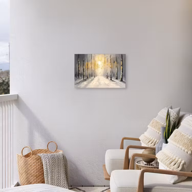 Winter - Abstract - Sneeuw - Natuur - Zon Tuinposter op houten frame 2 cm dik klein -sfeer1