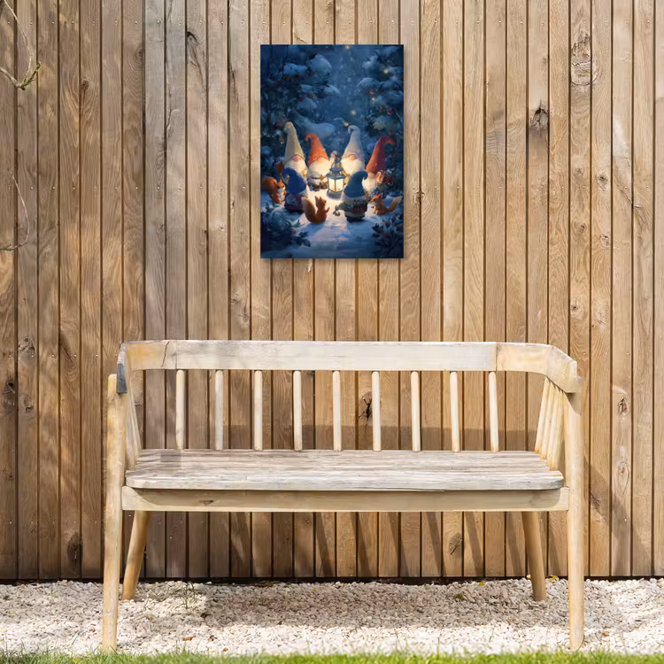 Winter - Gnooms - Eekhoorns - Meerkleurig Tuinposter op houten frame 2 cm dik klein -sfeer4