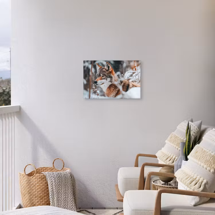 Wolf - Sneeuw - Winter - Dieren - Natuur - Sneeuw Tuinposter op houten frame 2 cm dik klein -sfeer1