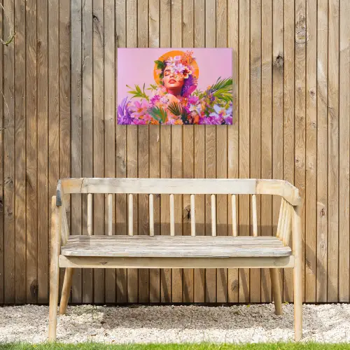 Vrouw - Abstract - Cirkel - Bloemen Tuinposter op houten frame 2 cm dik klein -sfeer4