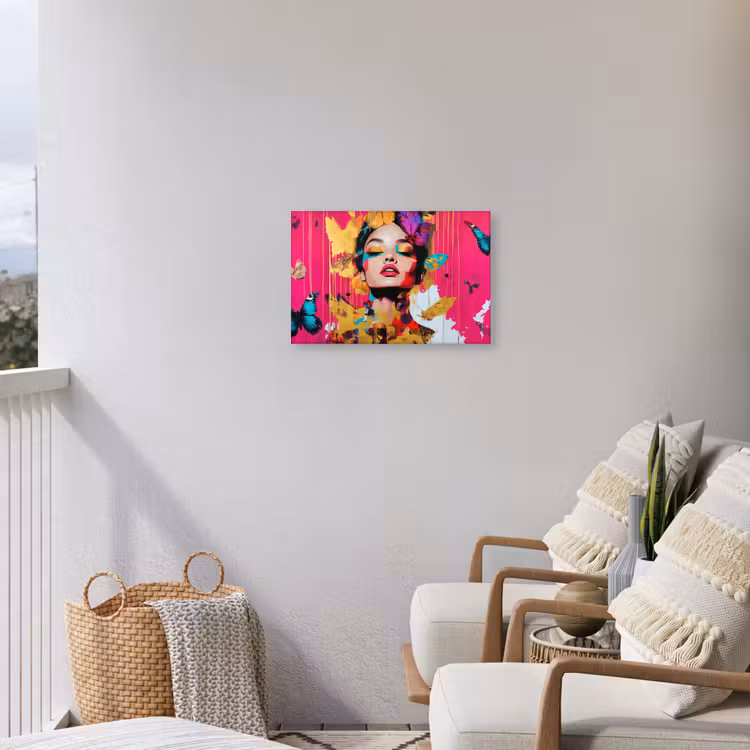 Vrouw - Abstract - Kleurrijk Tuinposter op houten frame 2 cm dik klein -sfeer1