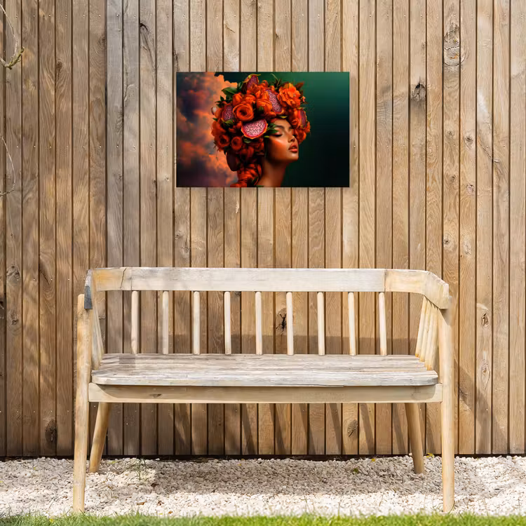 Vrouw - Drankenfruit - Rozen Tuinposter op houten frame 2 cm dik klein -sfeer4