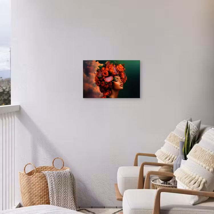 Vrouw - Drankenfruit - Rozen Tuinposter op houten frame 2 cm dik klein -sfeer1