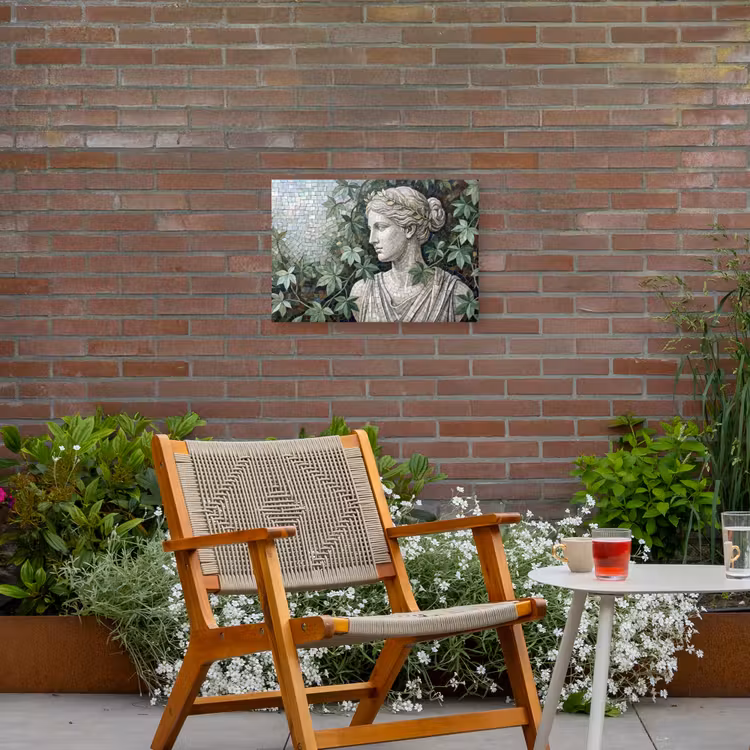 Vrouw - Klassiek - Mozaiëk - Natuur - Groen Tuinposter op houten frame 2 cm dik klein -sfeer3