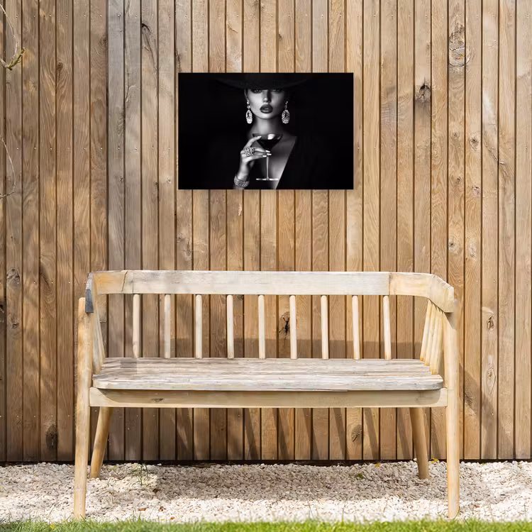 Vrouw - Cocktail - Chic Tuinposter op houten frame 2 cm dik klein -sfeer4