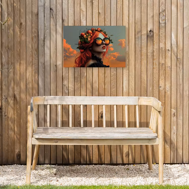 Vrouw - Kroon - Tomaat - Bascilicum - Zonnebril Tuinposter op houten frame 2 cm dik klein -sfeer4