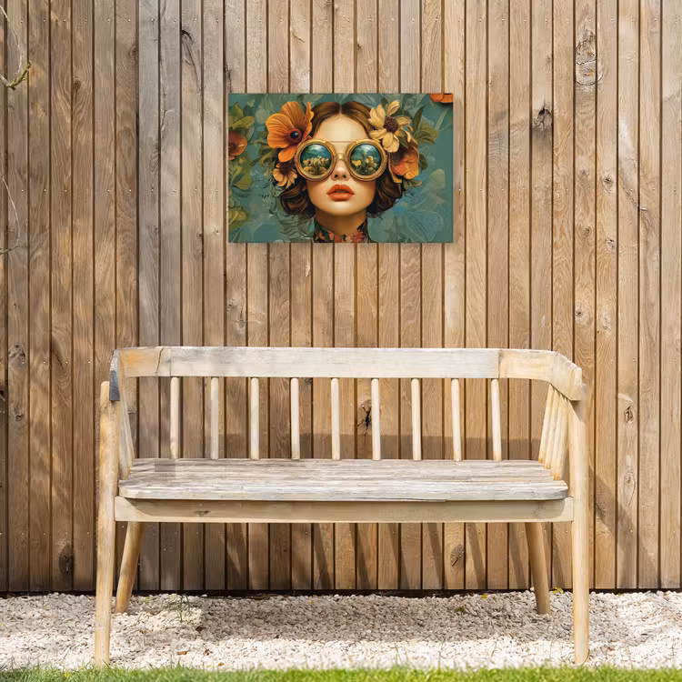 Vrouw - Bloemen - Vlinders - Natuur - Vintage Tuinposter op houten frame 2 cm dik klein -sfeer4
