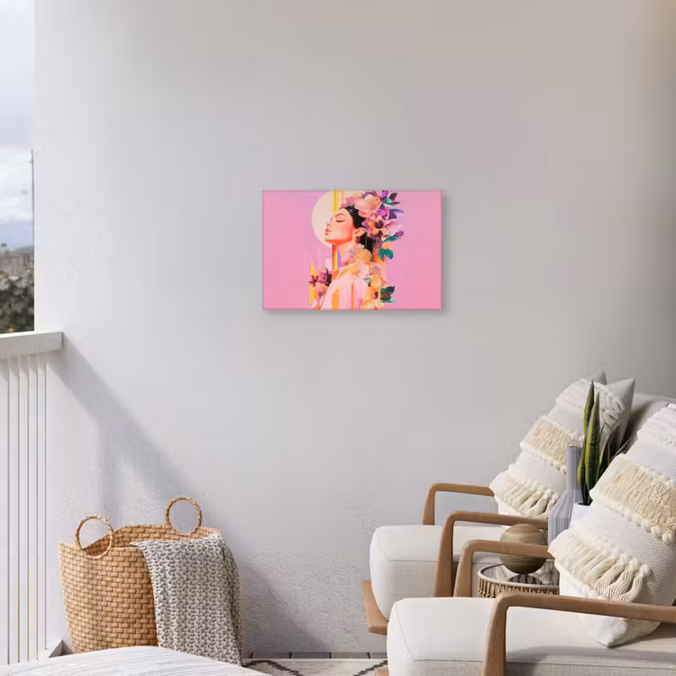 Vrouw - Bloemen - Paars - Abstract Tuinposter op houten frame 2 cm dik klein -sfeer1
