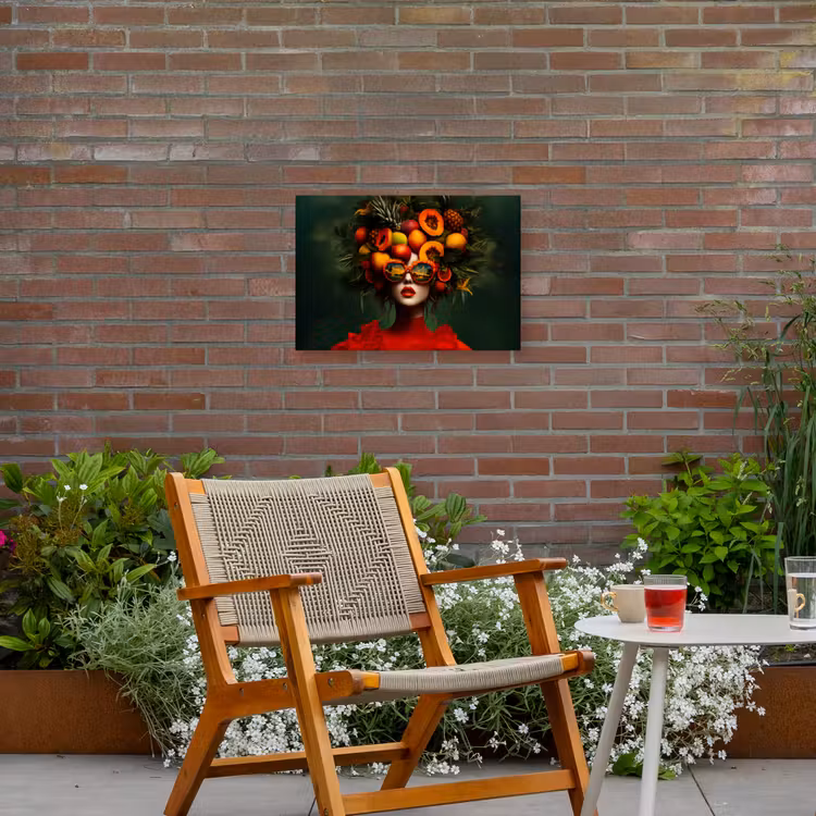 Vrouw - Vruchten - Papaja - Ananas Tuinposter op houten frame 2 cm dik klein -sfeer3