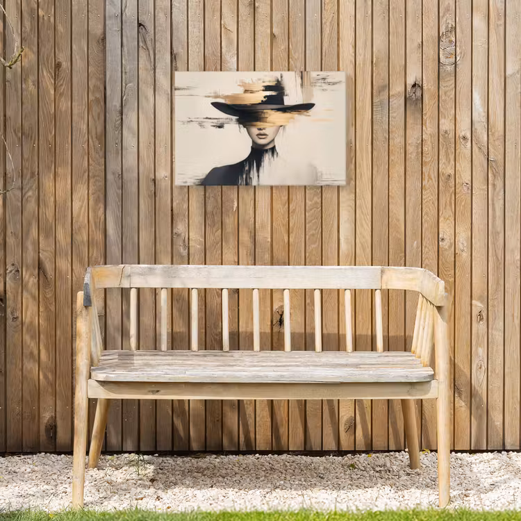 Vrouw - Hoed - Verf Tuinposter op houten frame 2 cm dik klein -sfeer4