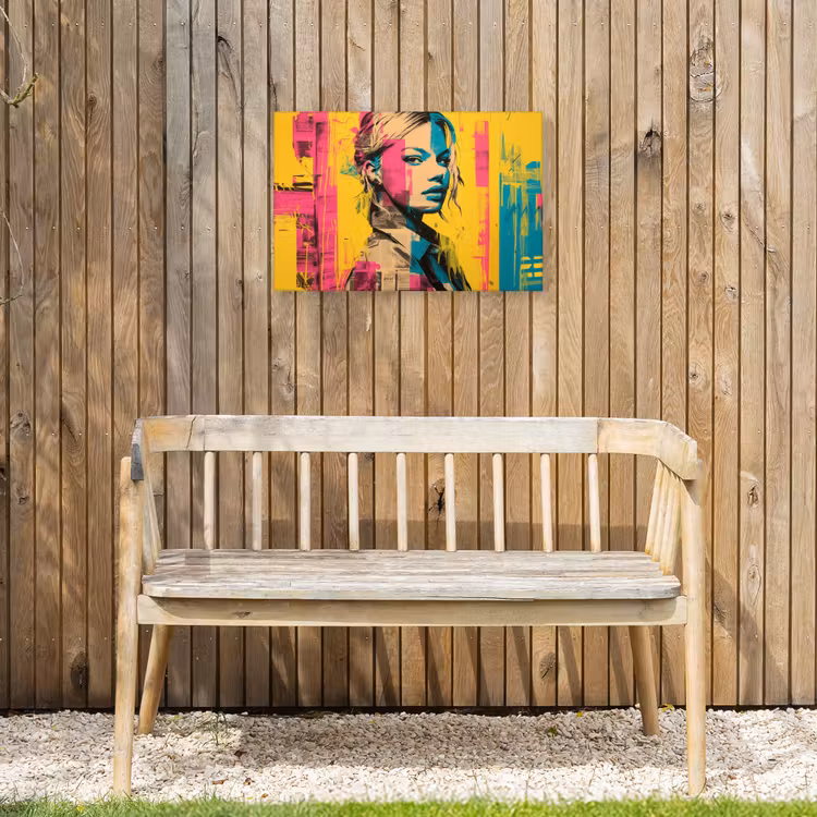 Vrouw - Verfstrepen - Gekleurd Tuinposter op houten frame 2 cm dik klein -sfeer4