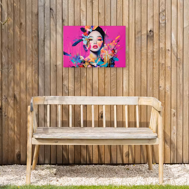 Vrouw - Portret - Abstract - Paars Tuinposter op houten frame 2 cm dik klein -sfeer4