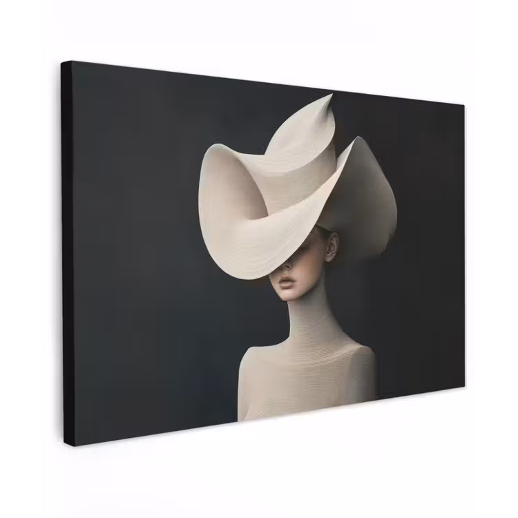 Vrouw - Golvende - Hoed Tuinposter op houten frame 2 cm dik klein -3d