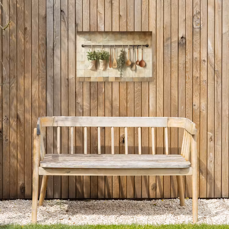 Hout - Keukengerei - Stilleven - Tegels Tuinposter op houten frame 2 cm dik klein -sfeer4