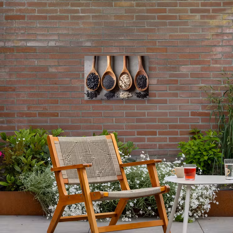 Houten - Lepels - Rijst - Zaden Tuinposter op houten frame 2 cm dik klein -sfeer3