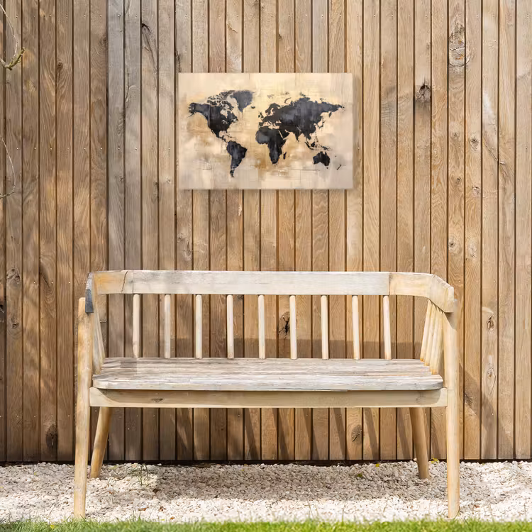 Wereldkaart - Goud - Zwart - Abstract Tuinposter op houten frame 2 cm dik klein -sfeer4
