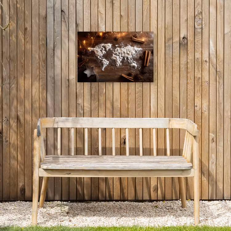 Wereldkaart - Poedersuiker - Hout Tuinposter op houten frame 2 cm dik klein -sfeer4