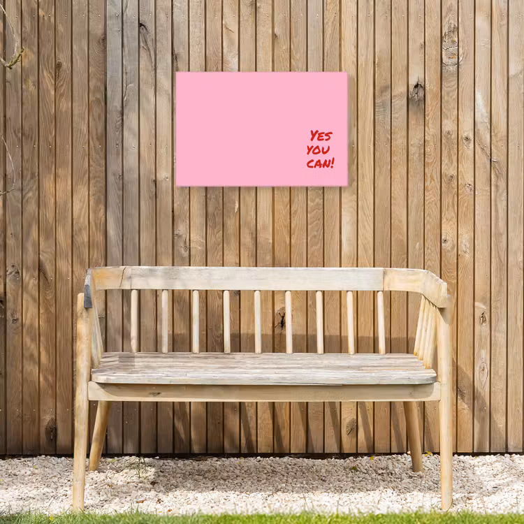 Yes you can do it - Rood - Roze Tuinposter op houten frame 2 cm dik klein -sfeer4