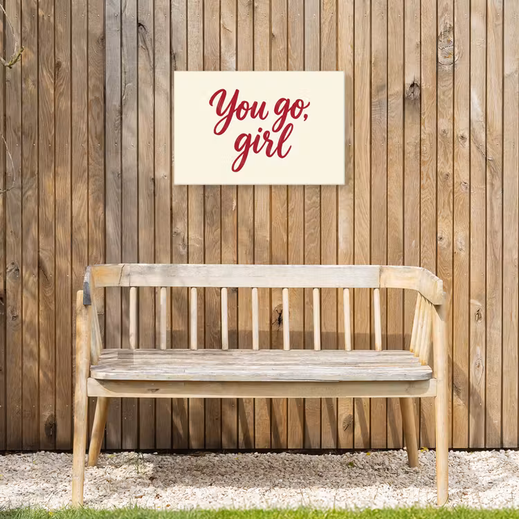 you go girl - Rood - Wit Tuinposter op houten frame 2 cm dik klein -sfeer4