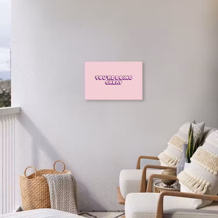 You're doing great - roze - 3D Tuinposter op houten frame 2 cm dik klein -sfeer1