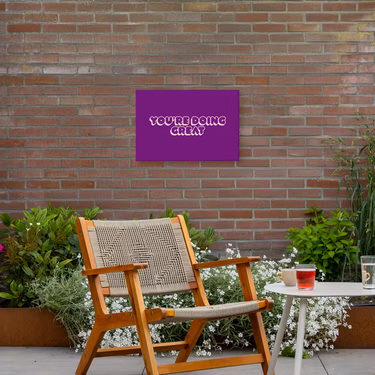 You're doing great - Paars - Bubble letters Tuinposter op houten frame 2 cm dik klein -sfeer3