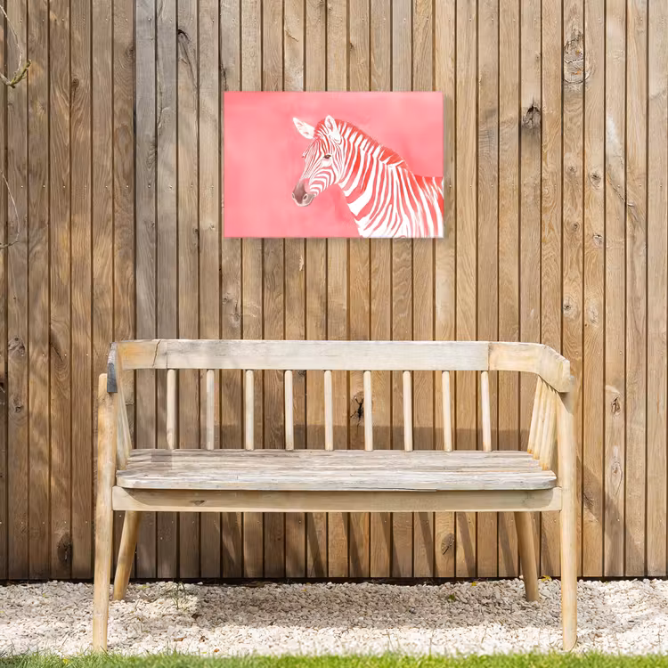 Zebra - Pink - Verf Tuinposter op houten frame 2 cm dik klein -sfeer4