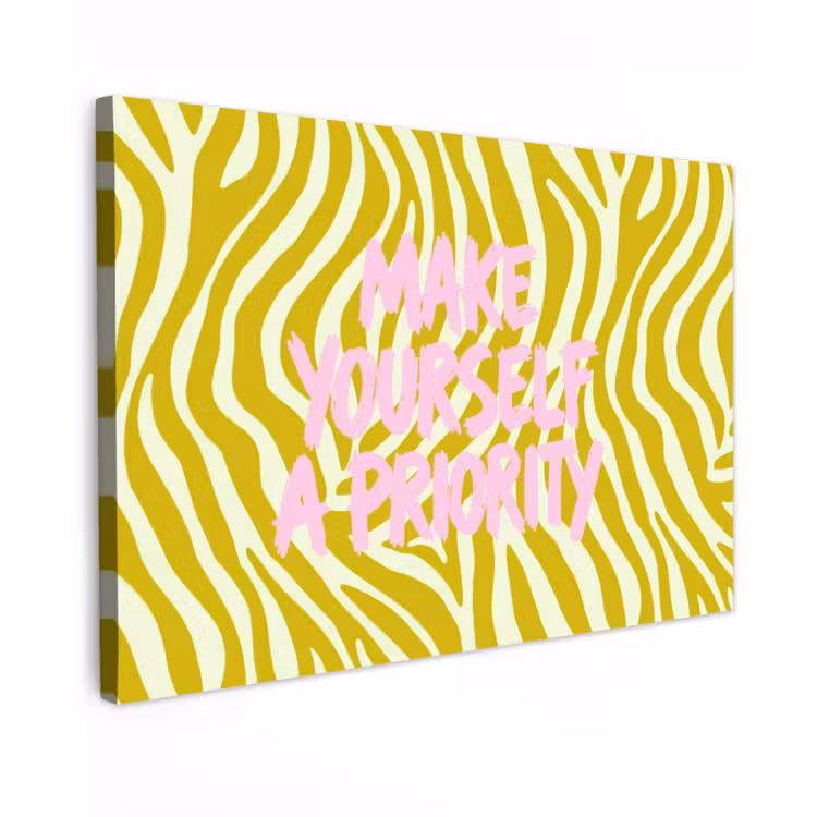 Zebraprint - Priority - Roze Tuinposter op houten frame 2 cm dik klein -3d