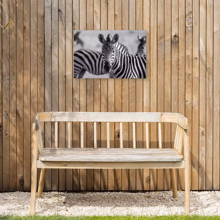 Zebra's - Zwart - Wit Tuinposter op houten frame 2 cm dik klein -sfeer4